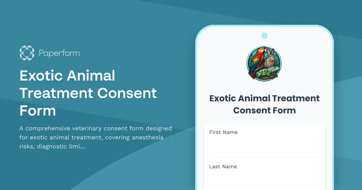 Exotic Animal Treatment Consent Form