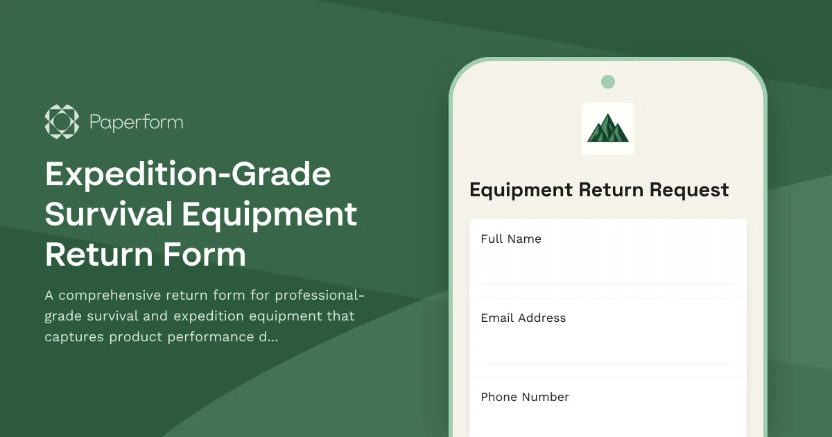 Expedition-Grade Survival Equipment Return Form