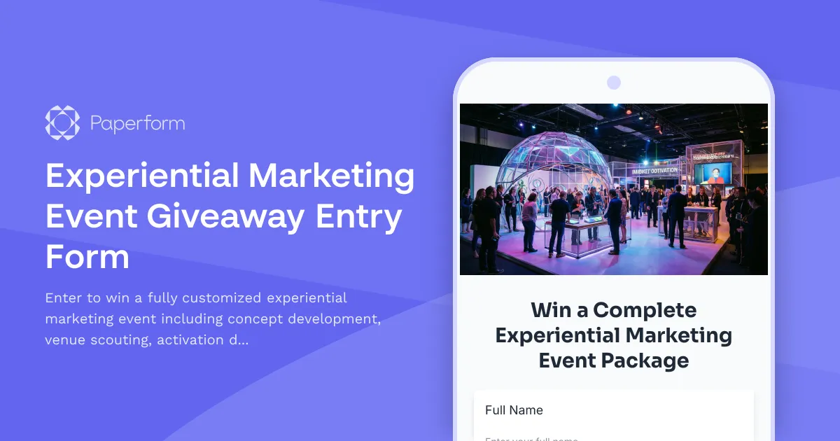 Experiential Marketing Event Giveaway Entry Form