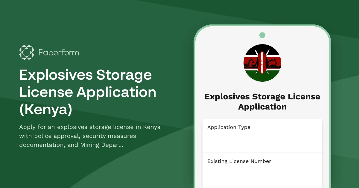 Explosives Storage License Application (Kenya)