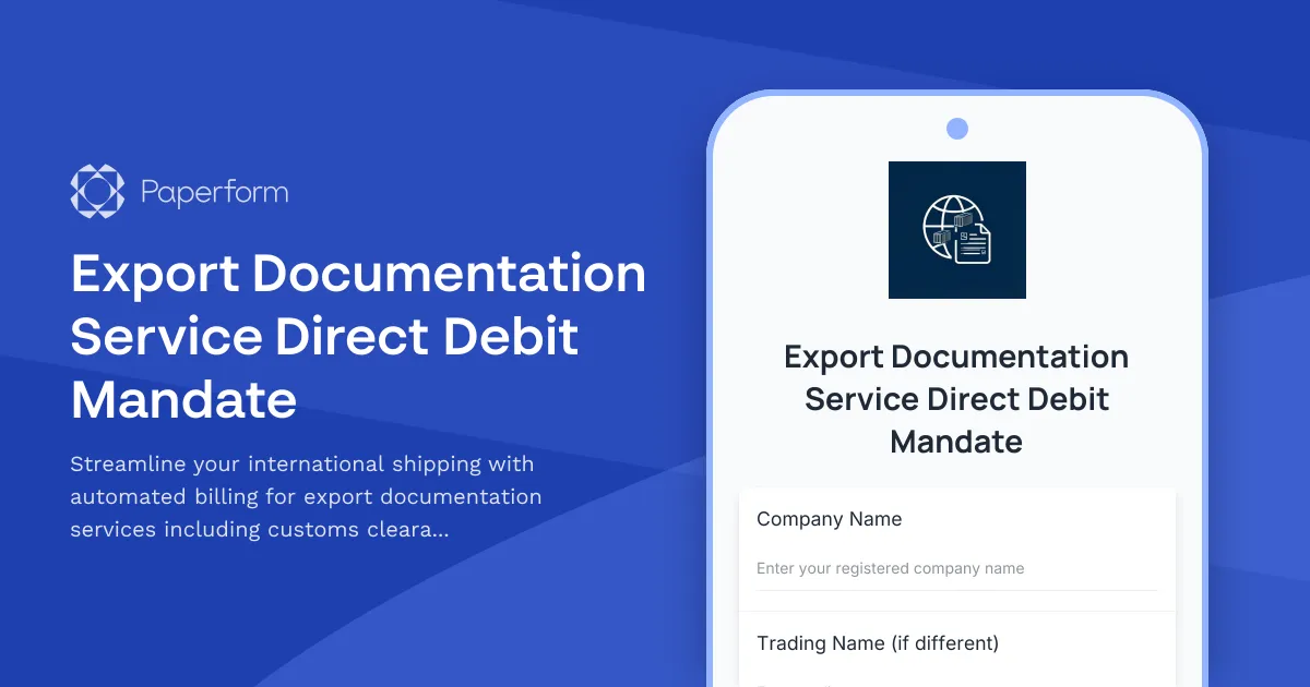 Export Documentation Service Direct Debit Mandate
