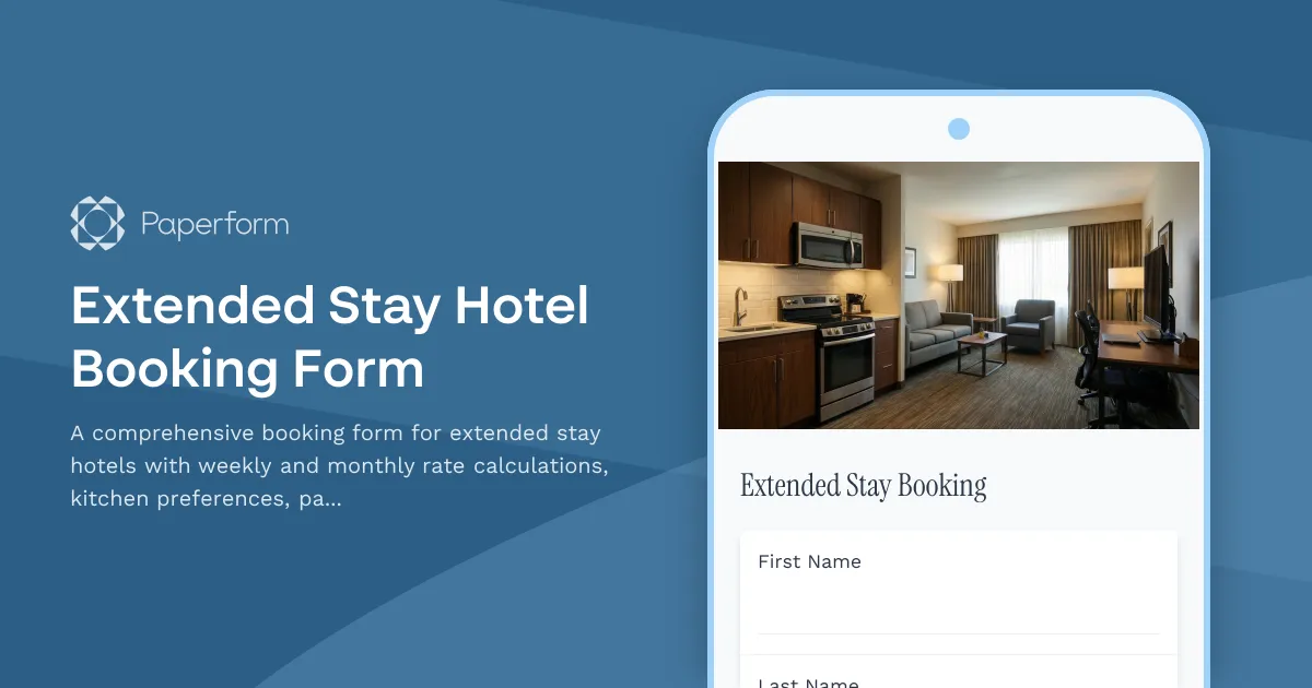 Extended Stay Hotel Booking Form