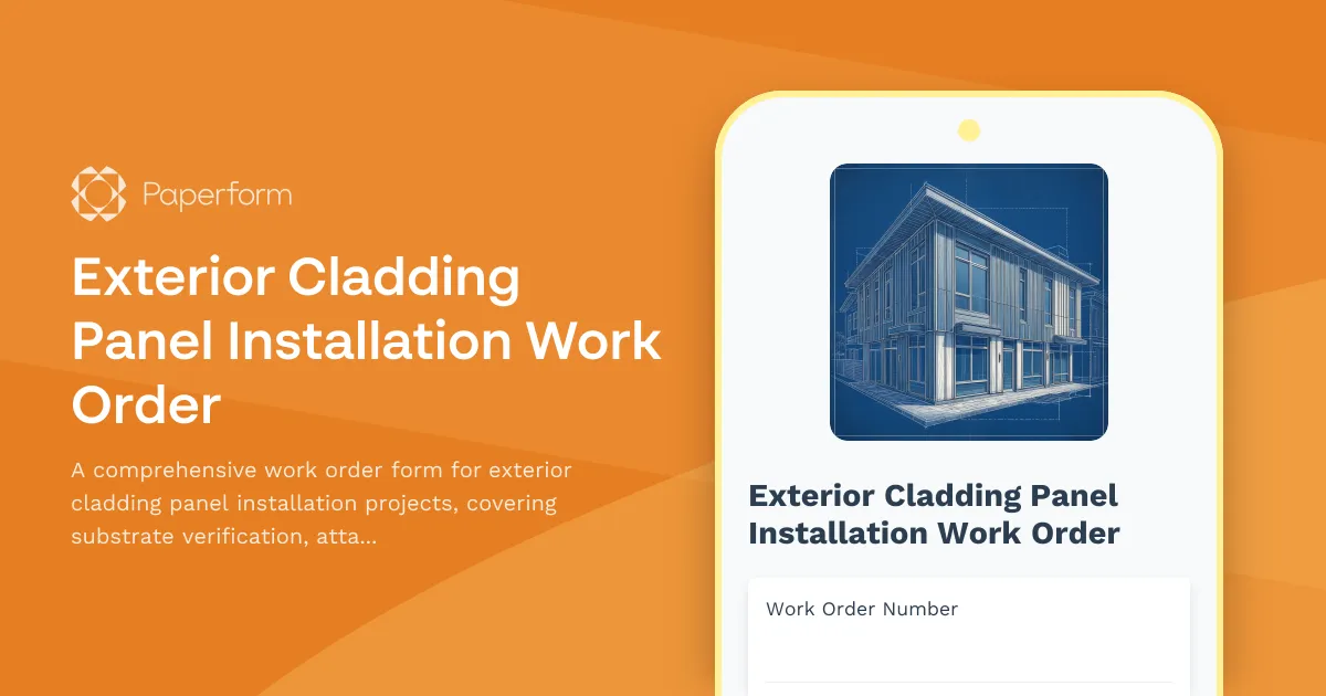 Exterior Cladding Panel Installation Work Order