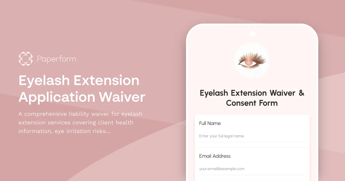 Eyelash Extension Application Waiver