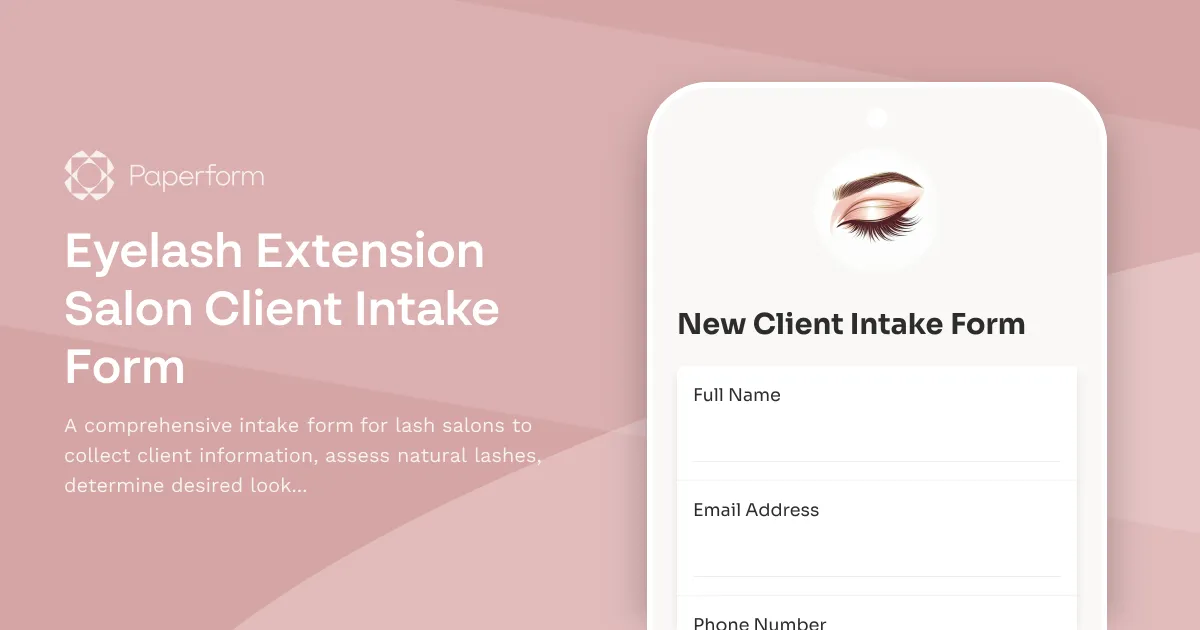 Eyelash Extension Salon Client Intake Form