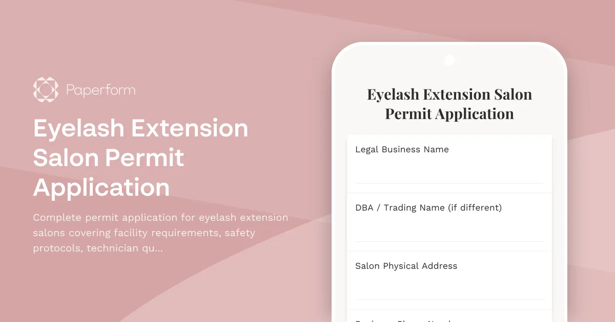 Eyelash Extension Salon Permit Application