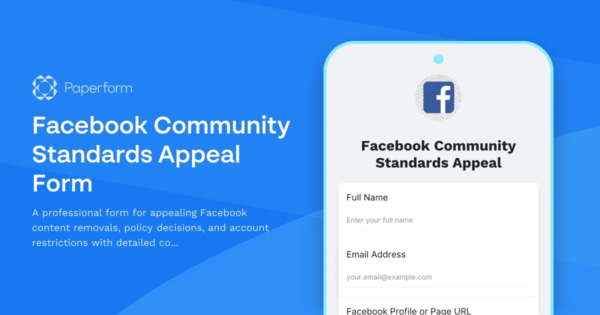 Facebook Community Standards Appeal Form
