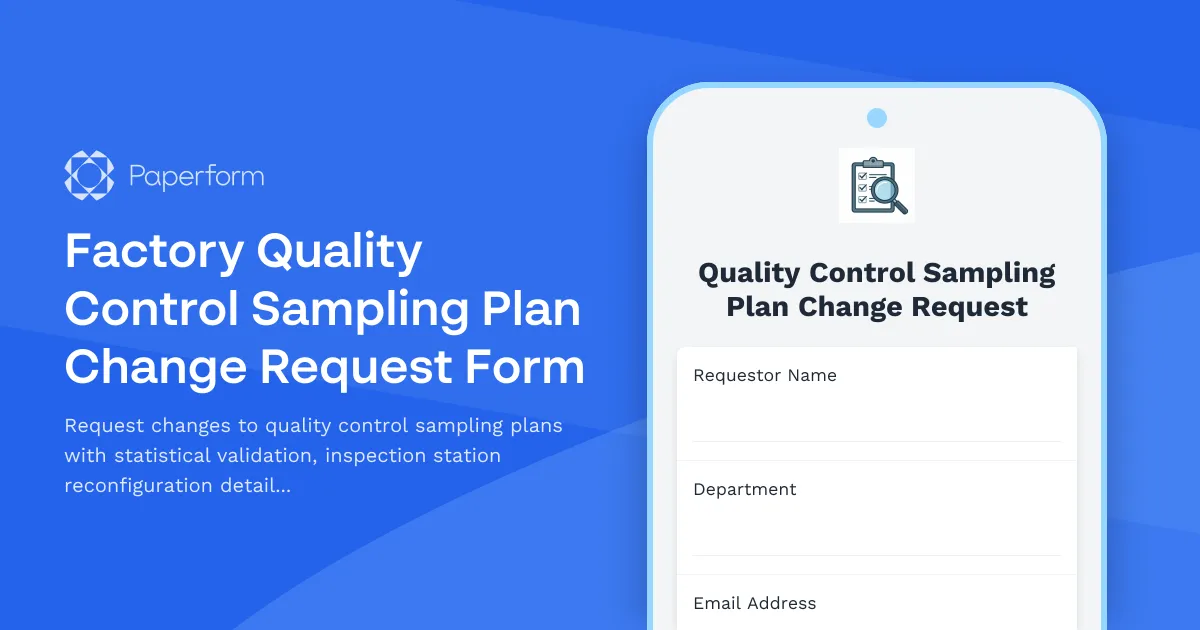 Factory Quality Control Sampling Plan Change Request Form