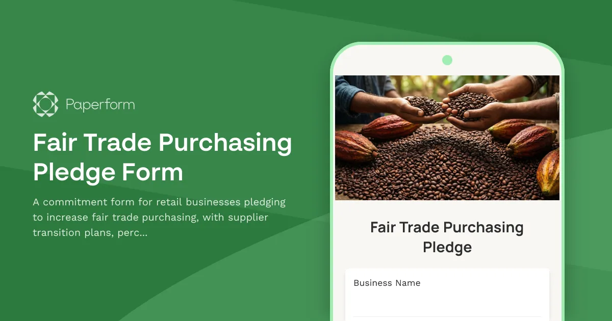 Fair Trade Purchasing Pledge Form