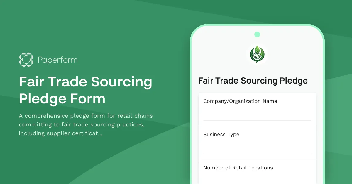 Fair Trade Sourcing Pledge Form