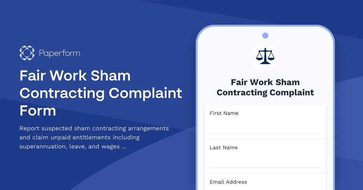 Fair Work Sham Contracting Complaint Form