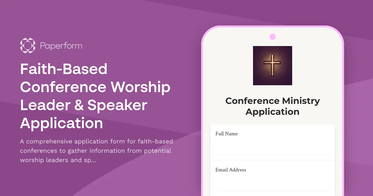 Faith-Based Conference Worship Leader & Speaker Application