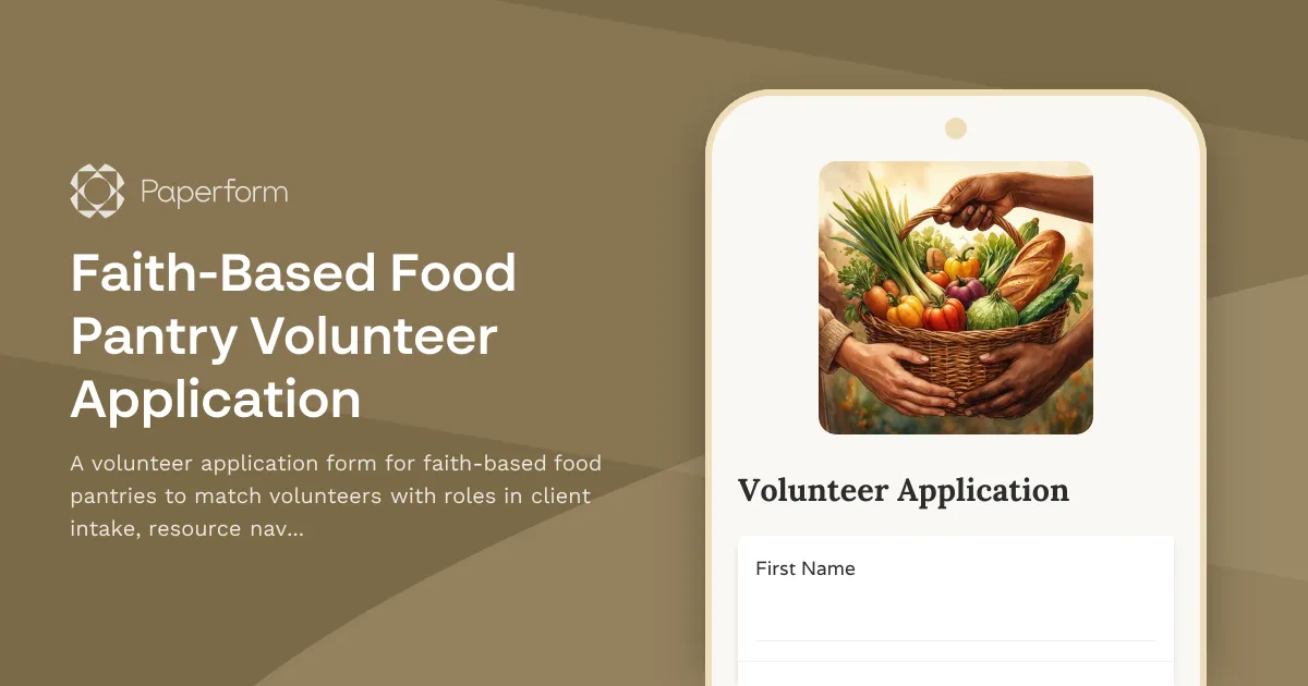 Faith-Based Food Pantry Volunteer Application