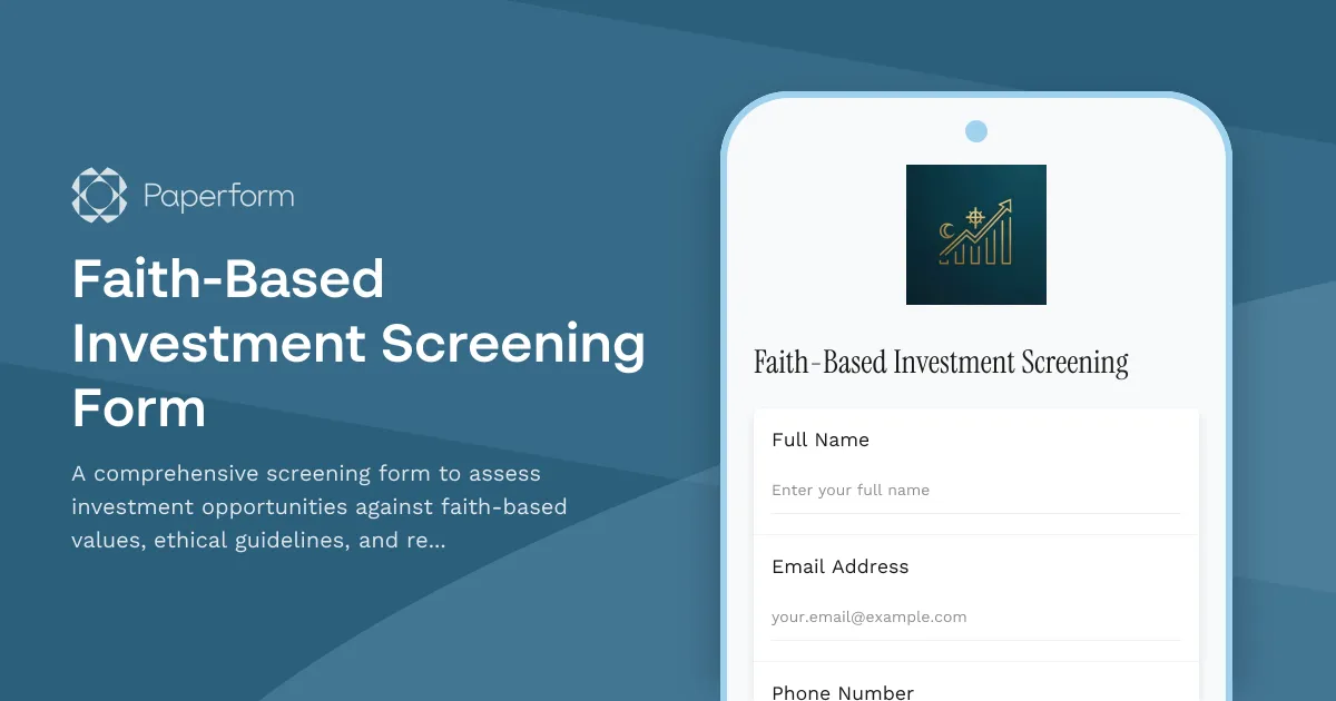 Faith-Based Investment Screening Form
