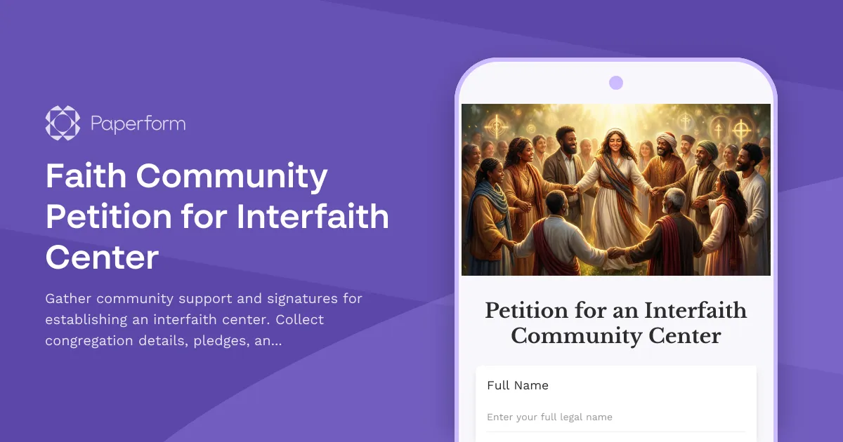 Faith Community Petition for Interfaith Center