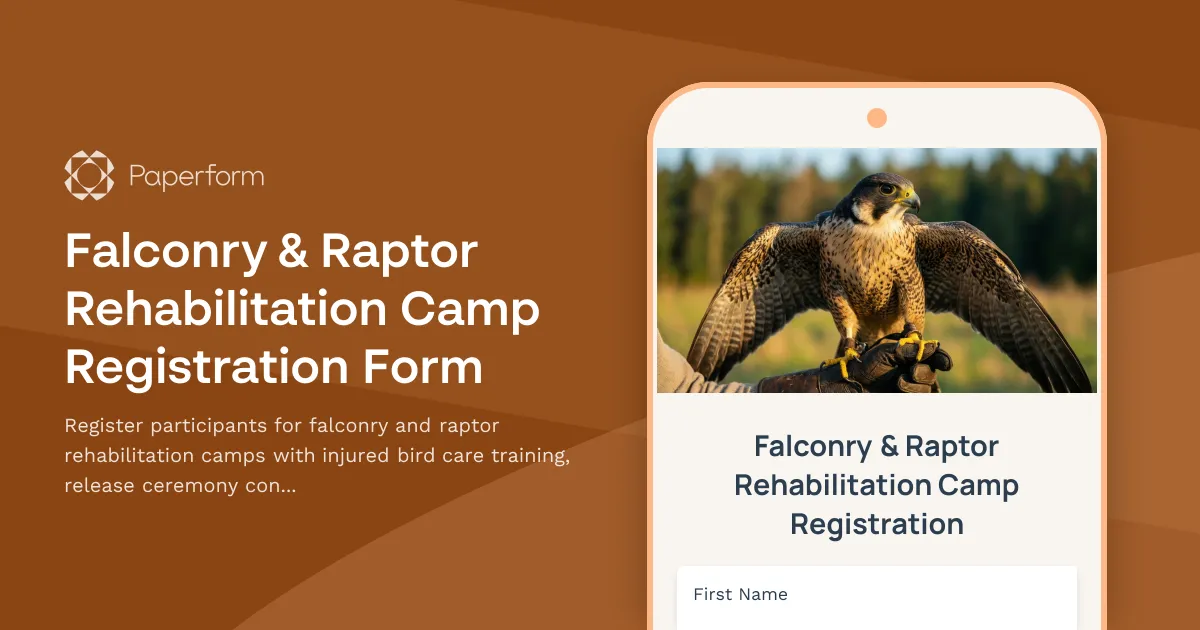 Falconry & Raptor Rehabilitation Camp Registration Form