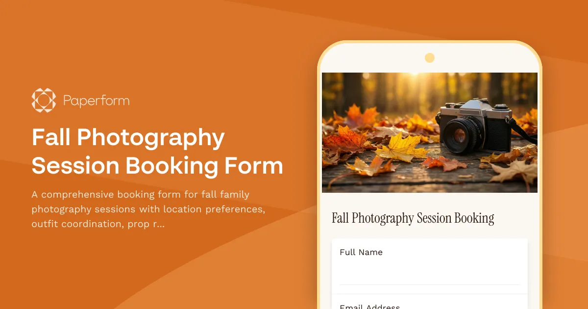 Fall Photography Session Booking Form