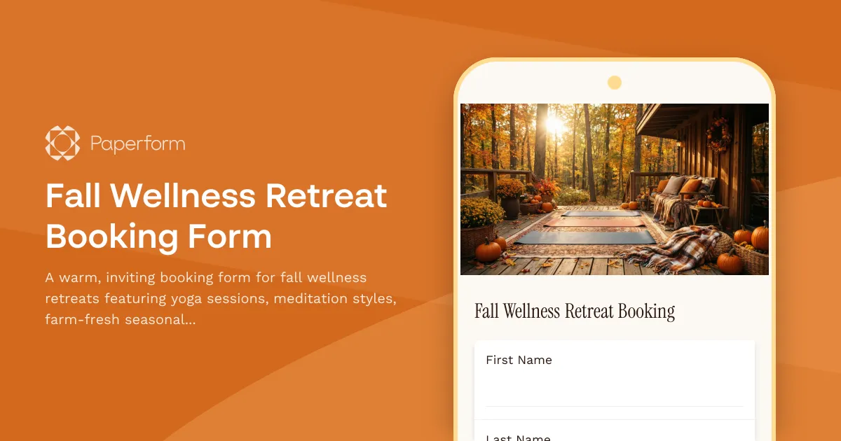 Fall Wellness Retreat Booking Form