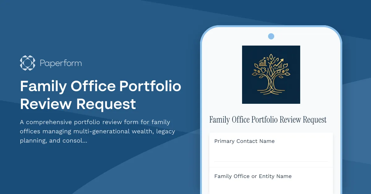 Family Office Portfolio Review Request
