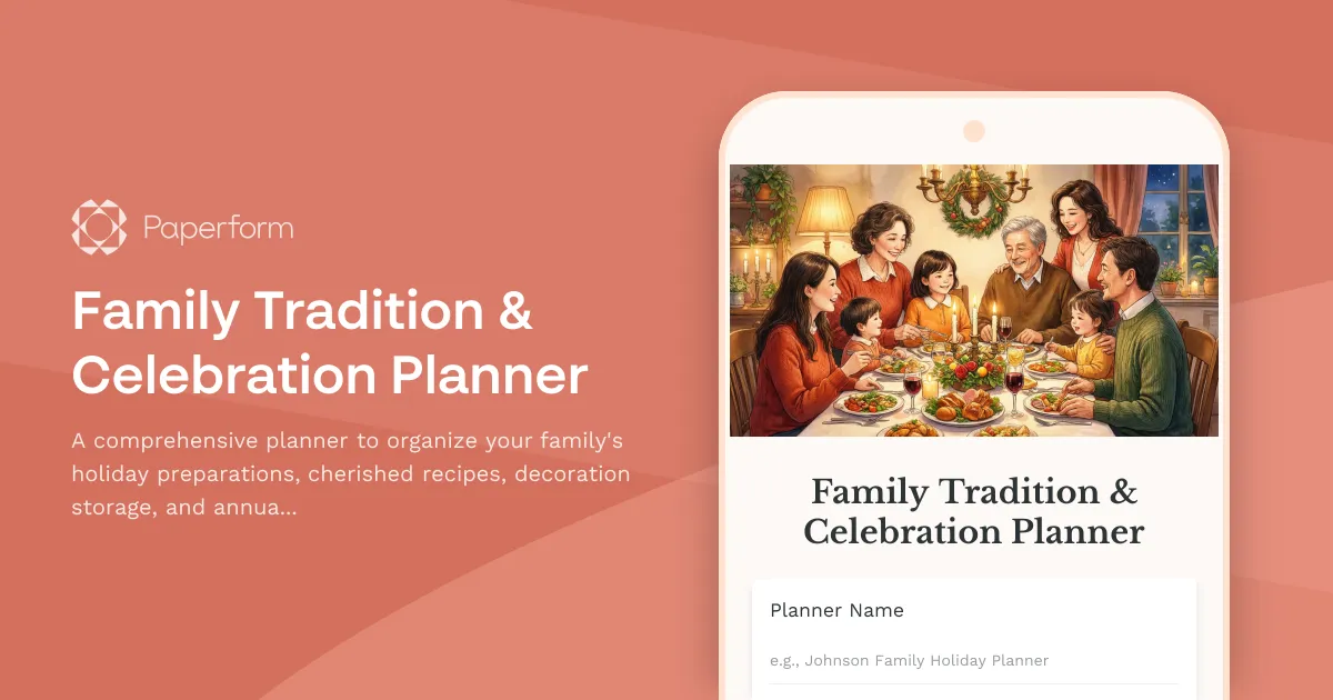 Family Tradition & Celebration Planner
