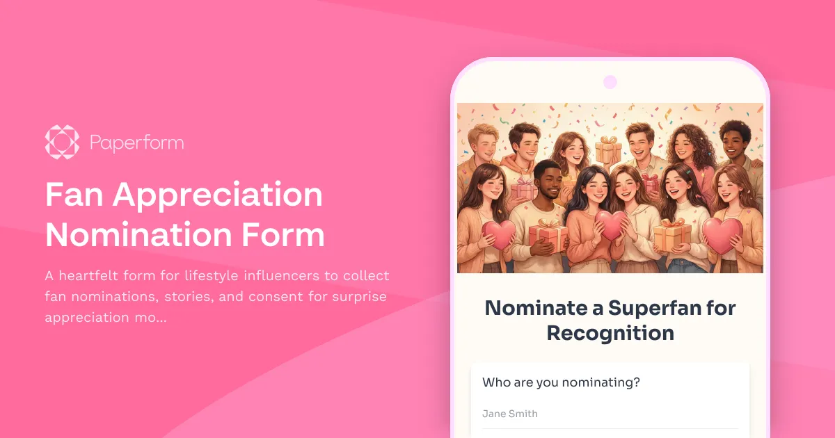 Fan Appreciation Nomination Form
