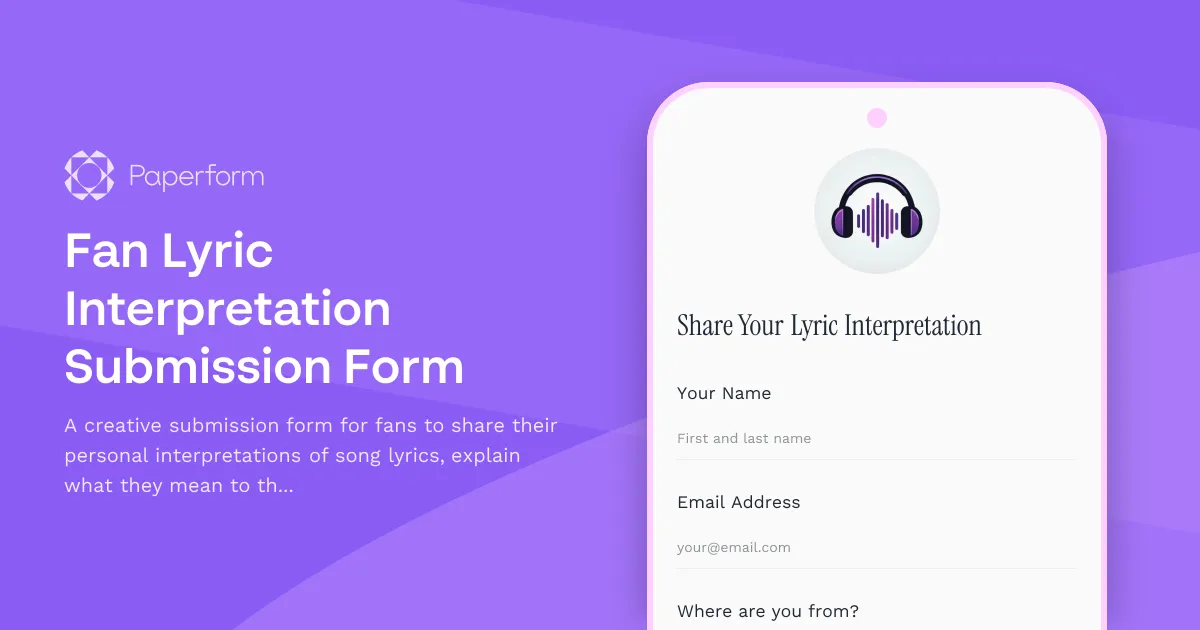 Fan Lyric Interpretation Submission Form