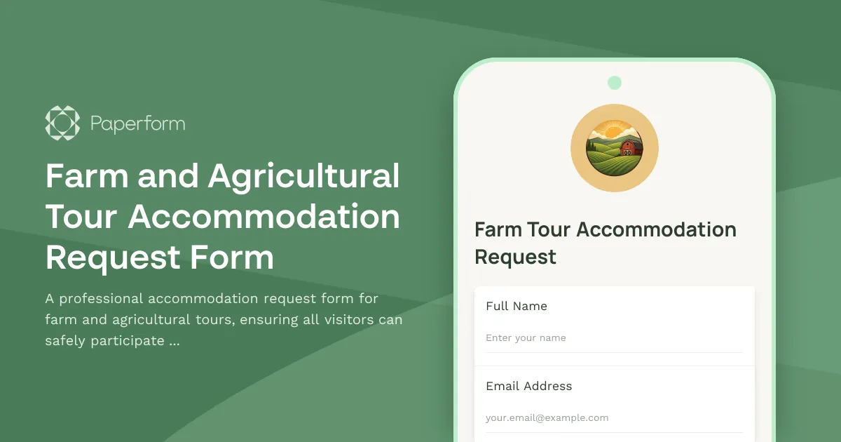 Farm and Agricultural Tour Accommodation Request Form