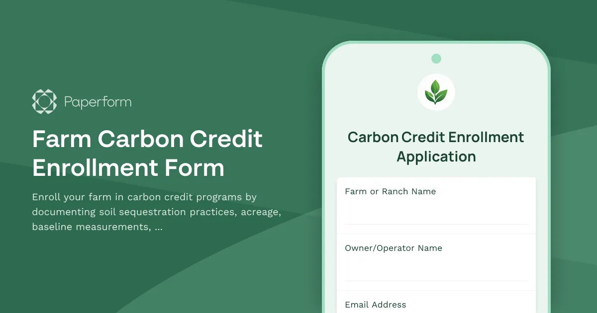 Farm Carbon Credit Enrollment Form