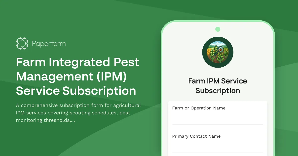 Farm Integrated Pest Management (IPM) Service Subscription