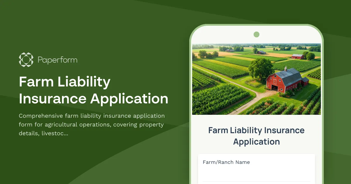 Farm Liability Insurance Application
