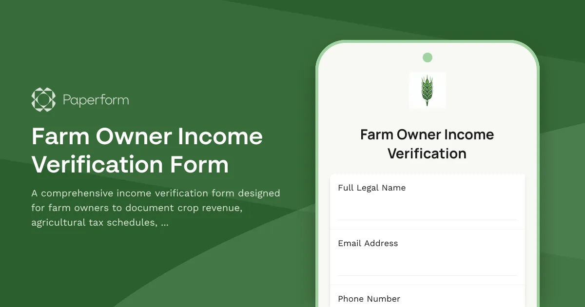 Farm Owner Income Verification Form