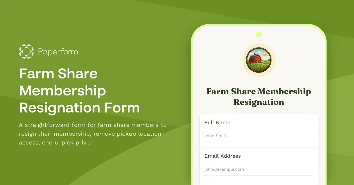 Farm Share Membership Resignation Form
