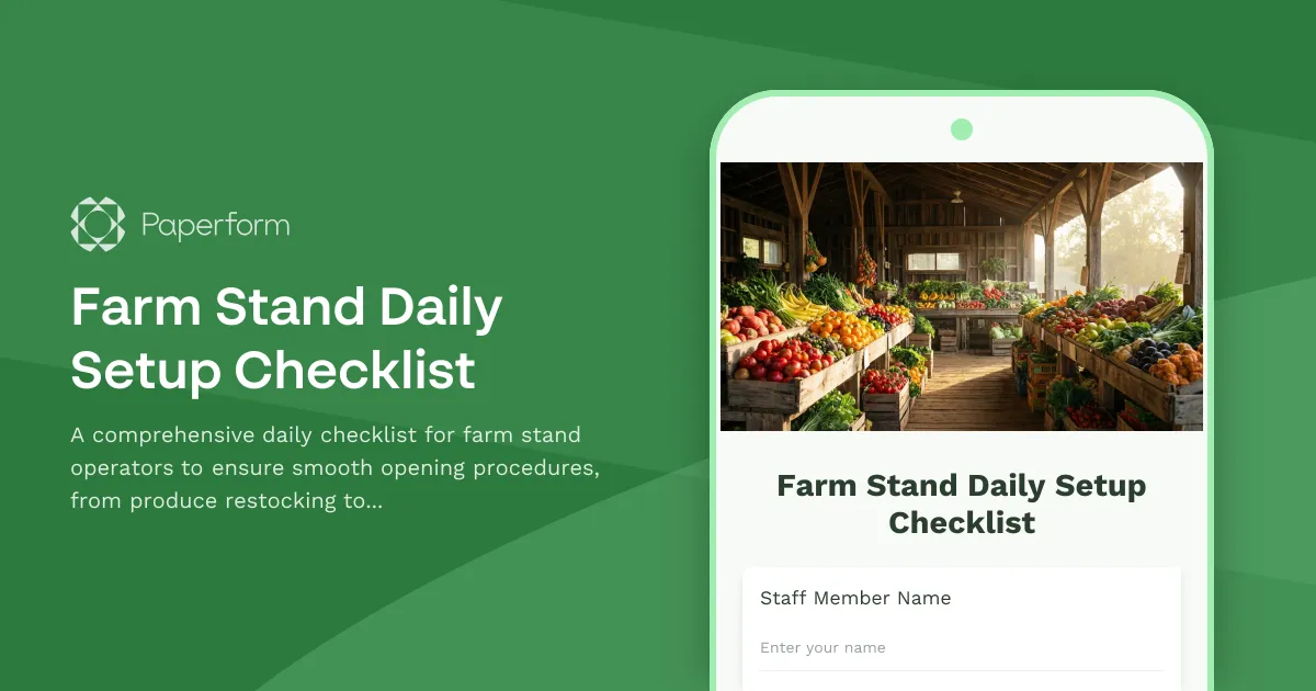 Farm Stand Daily Setup Checklist