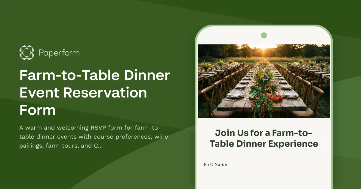 Farm-to-Table Dinner Event Reservation Form