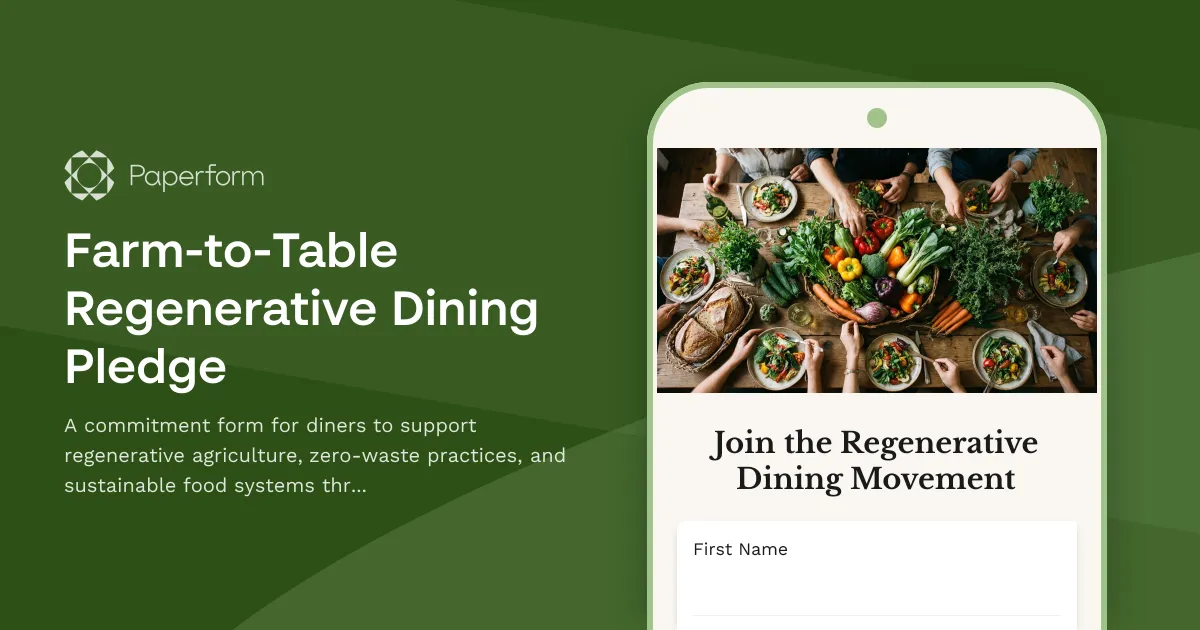Farm-to-Table Regenerative Dining Pledge