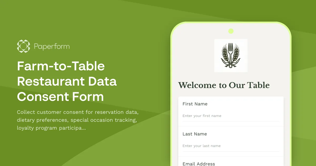 Farm-to-Table Restaurant Data Consent Form