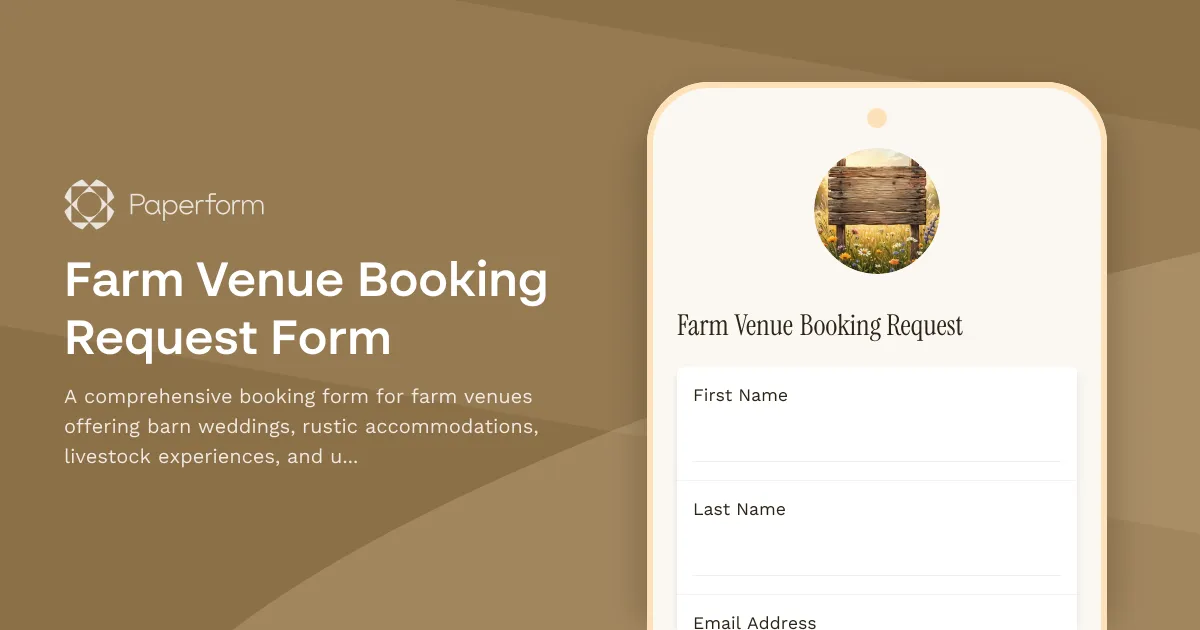 Farm Venue Booking Request Form