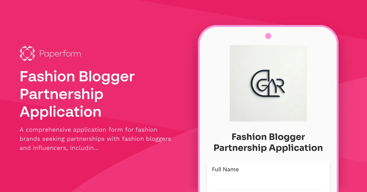 Fashion Blogger Partnership Application