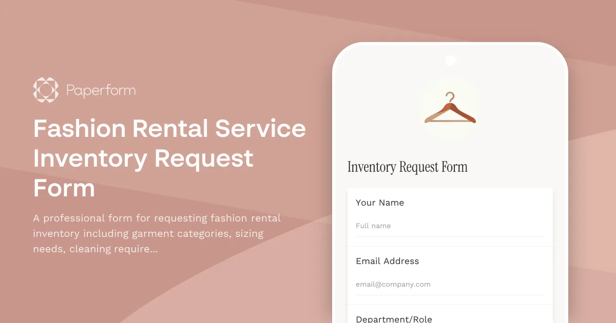 Fashion Rental Service Inventory Request Form