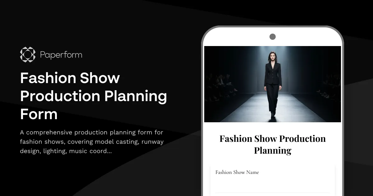 Fashion Show Production Planning Form