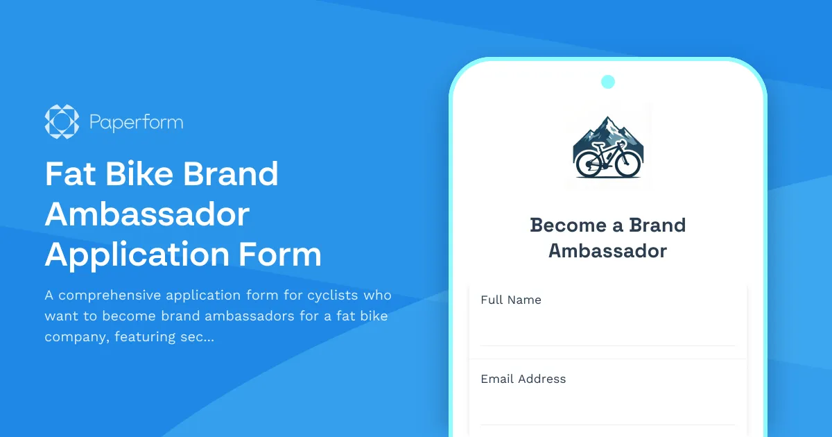 Fat Bike Brand Ambassador Application Form