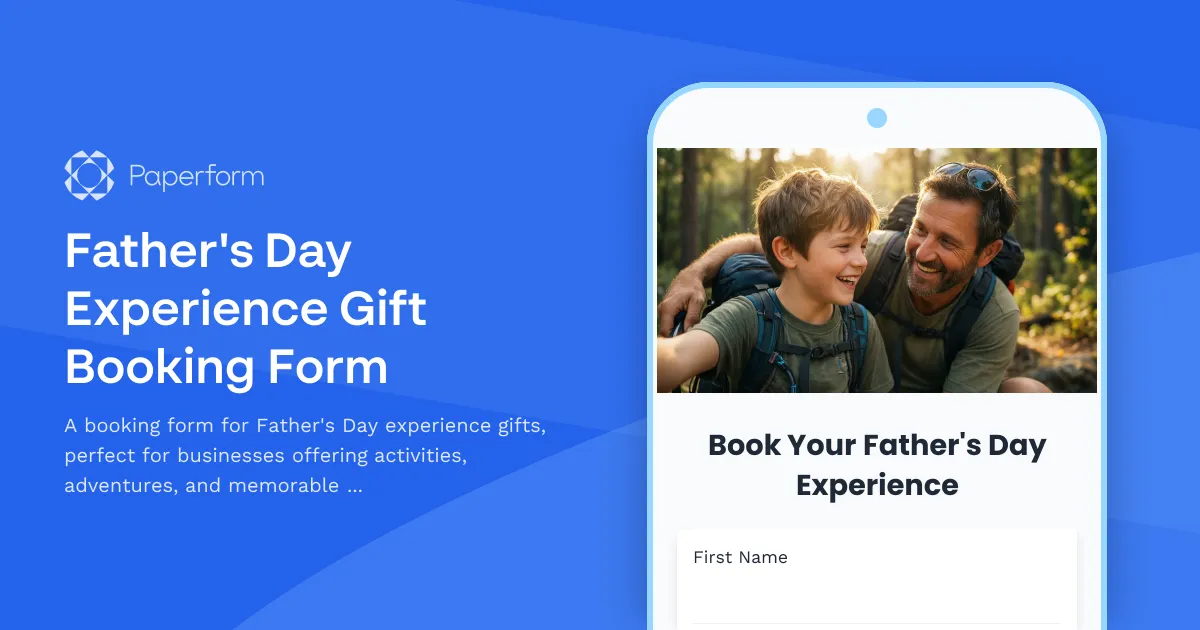 Father's Day Experience Gift Booking Form