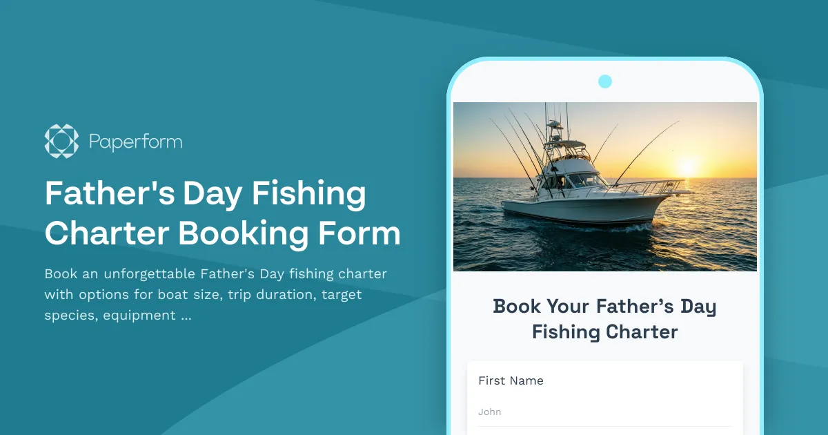 Father's Day Fishing Charter Booking Form