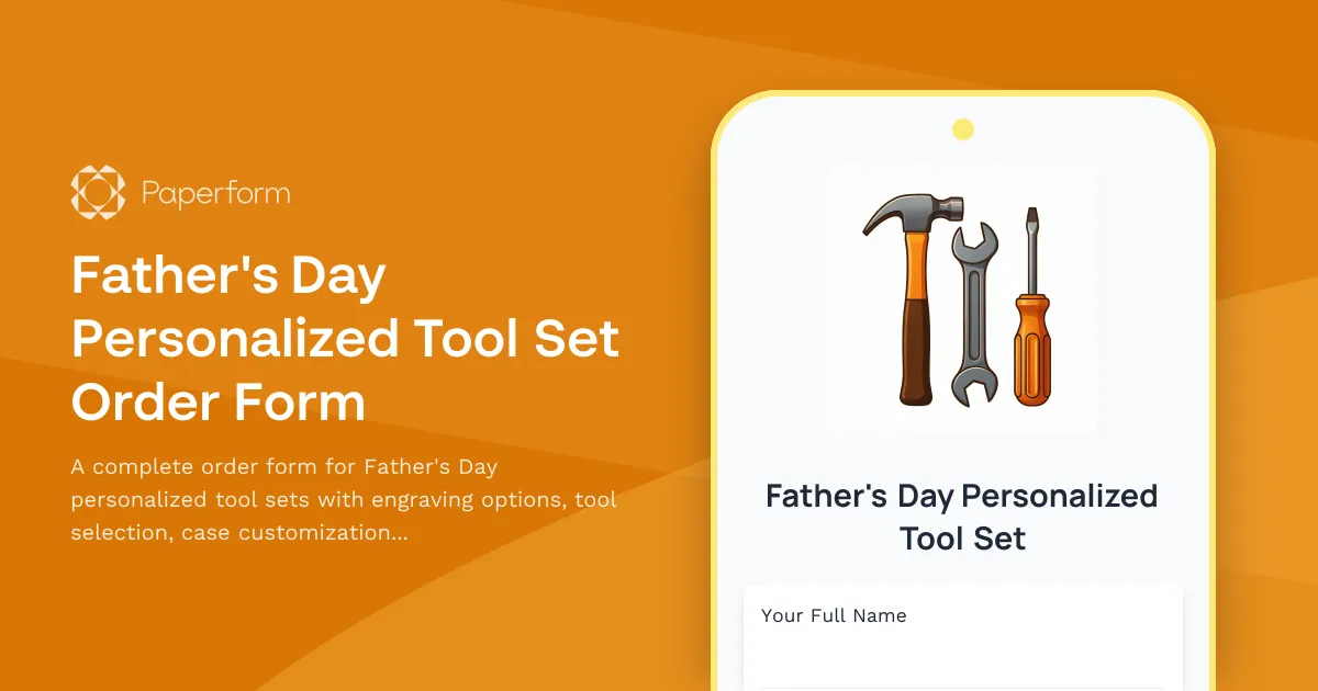 Father's Day Personalized Tool Set Order Form