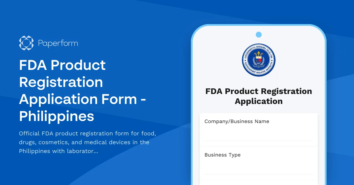 FDA Product Registration Application Form - Philippines