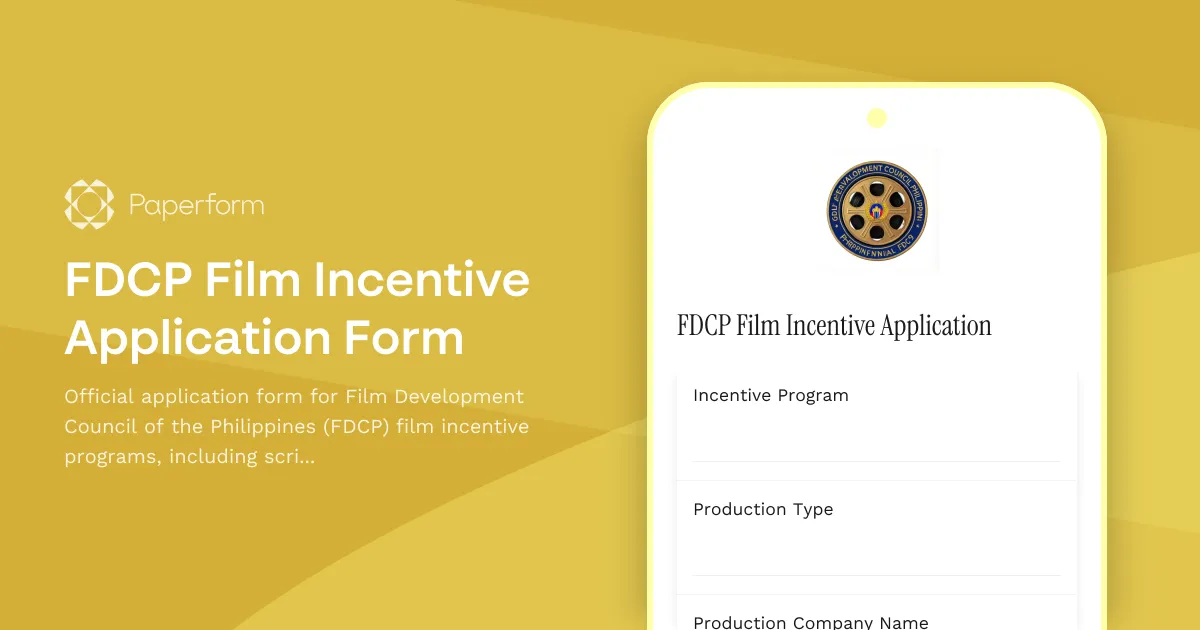 FDCP Film Incentive Application Form