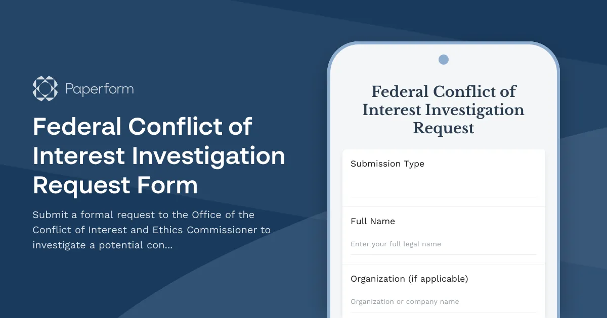Federal Conflict of Interest Investigation Request Form
