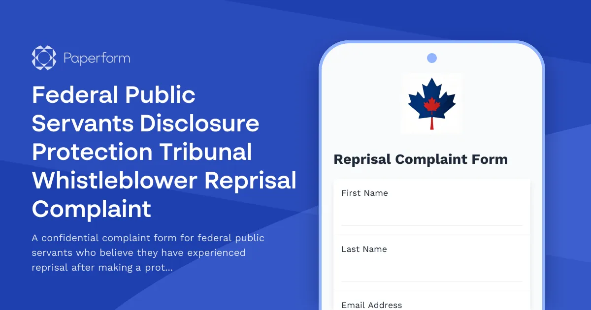 Federal Public Servants Disclosure Protection Tribunal Whistleblower Reprisal Complaint