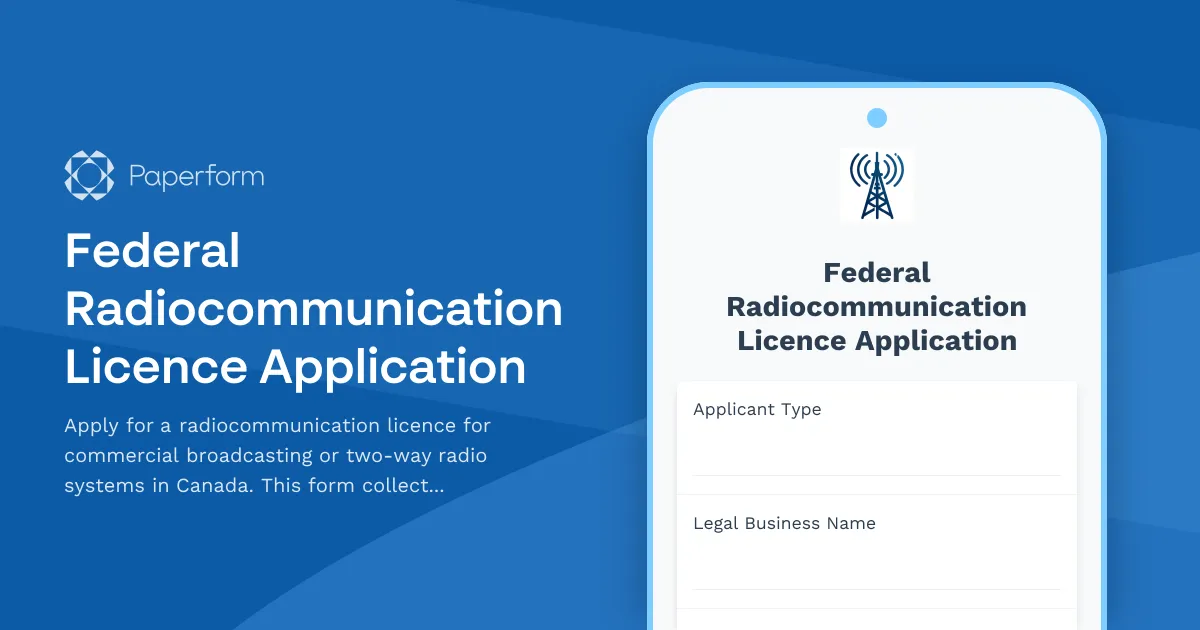 Federal Radiocommunication Licence Application