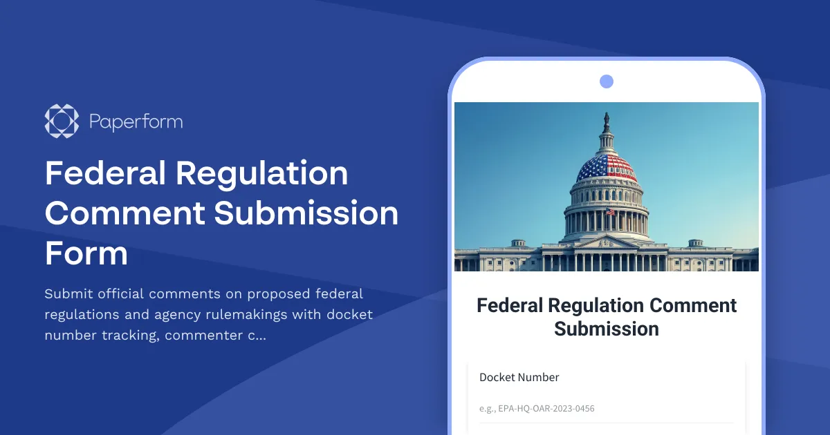 Federal Regulation Comment Submission Form